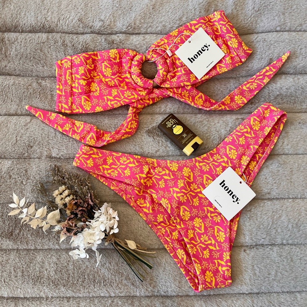 Honey Swim - Pink and Yellow Wildflower Bikini Bottom